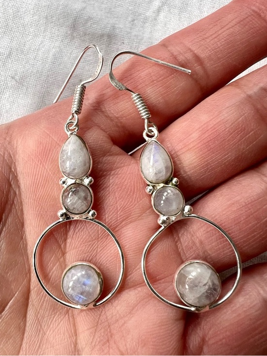 Jewelry - 925 Modern Elegant Moonstone Orbit Earrings